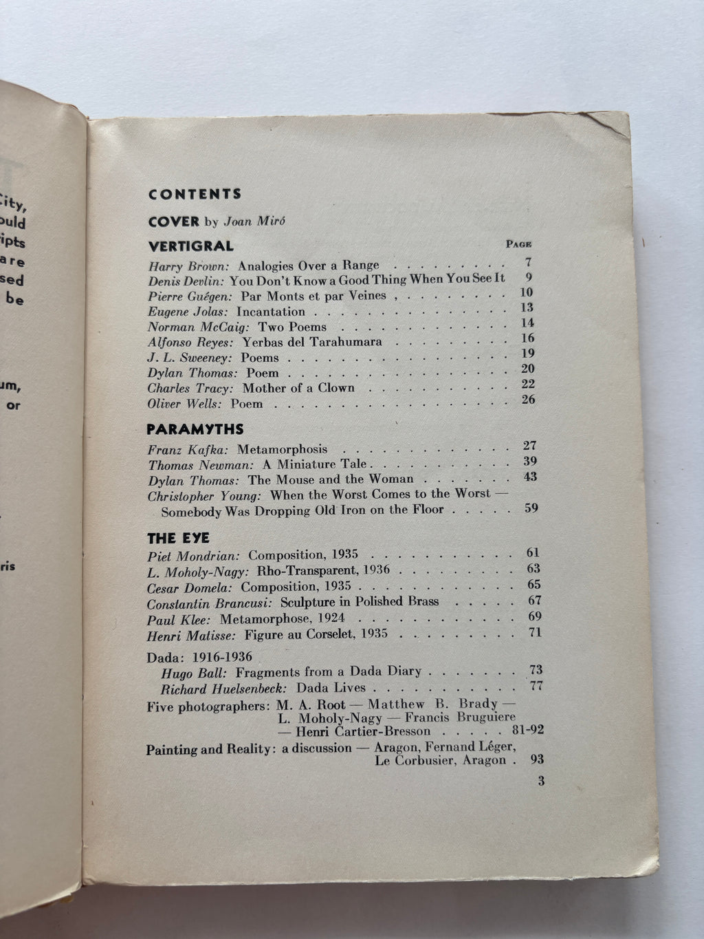 Transition / Issue #25 / w Joan Miró, Cartier-Bresson, Dylan Thomas, Hugo Ball / Fall 1936
