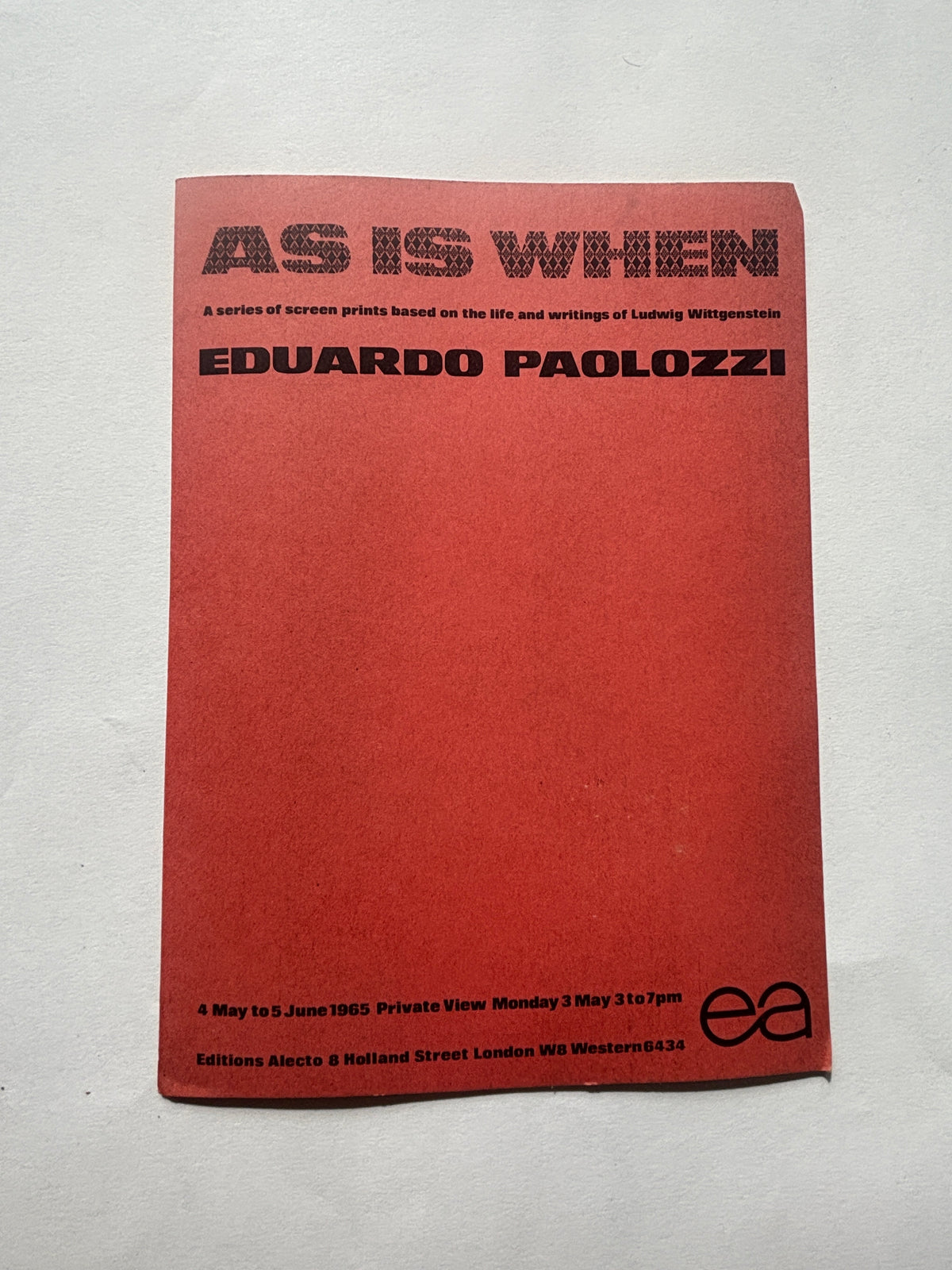 As Is When / Eduardo Paolozzi / Boxed Exhibition Catalogue / 1965 / Editions Alecto