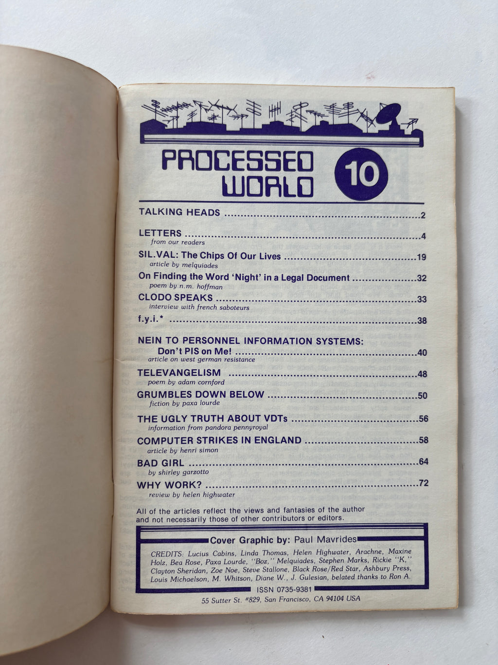 Processed World #10 / Anti-Tech/Anti-Corporate Zine / 1983