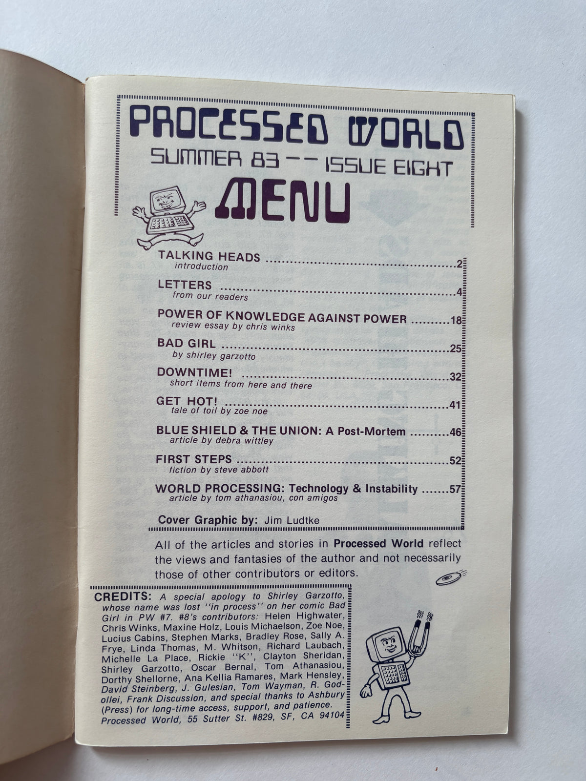 Processed World #8 / Anti-tech/Anticapitalist Zine / 1983
