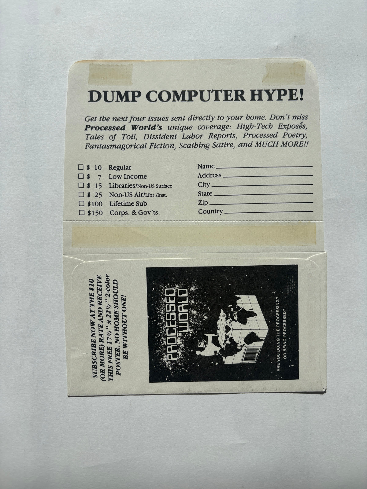 Processed World #20 / Anti-technology/Anti-capitalist Zine / 1987