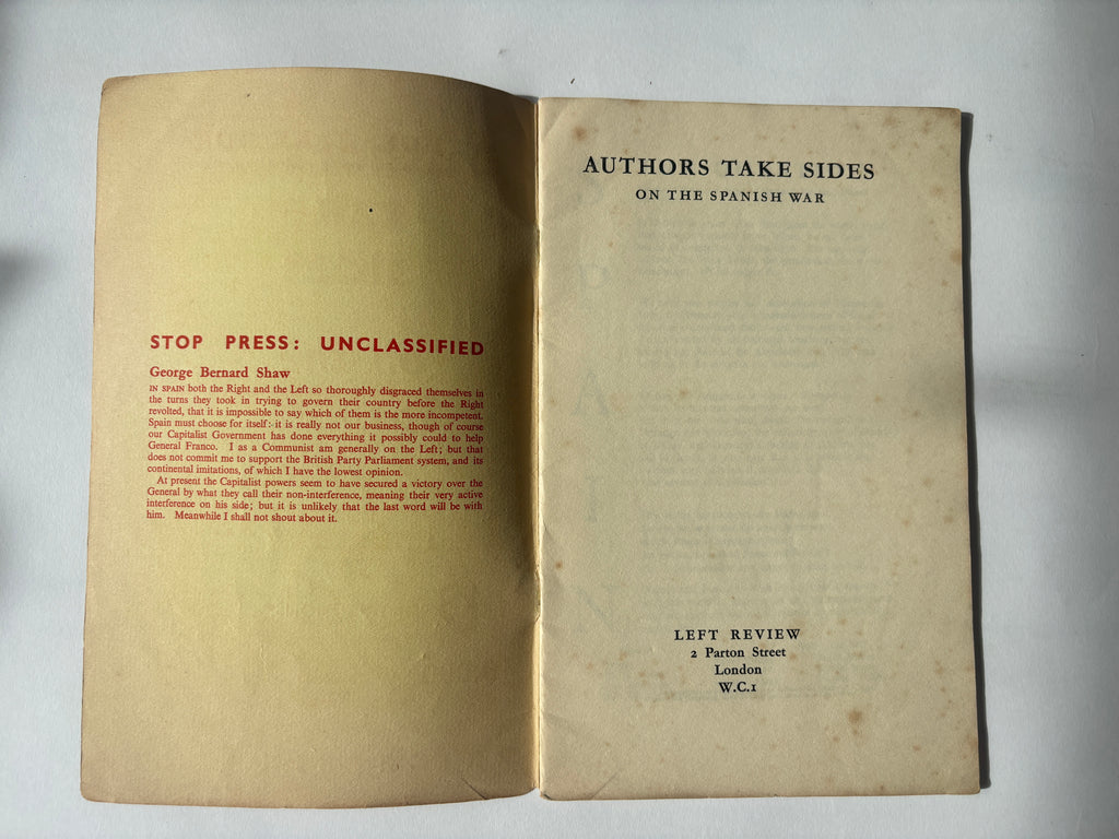Authors Take Sides on the Spanish War / Pamphlet / 1937 / Left Review