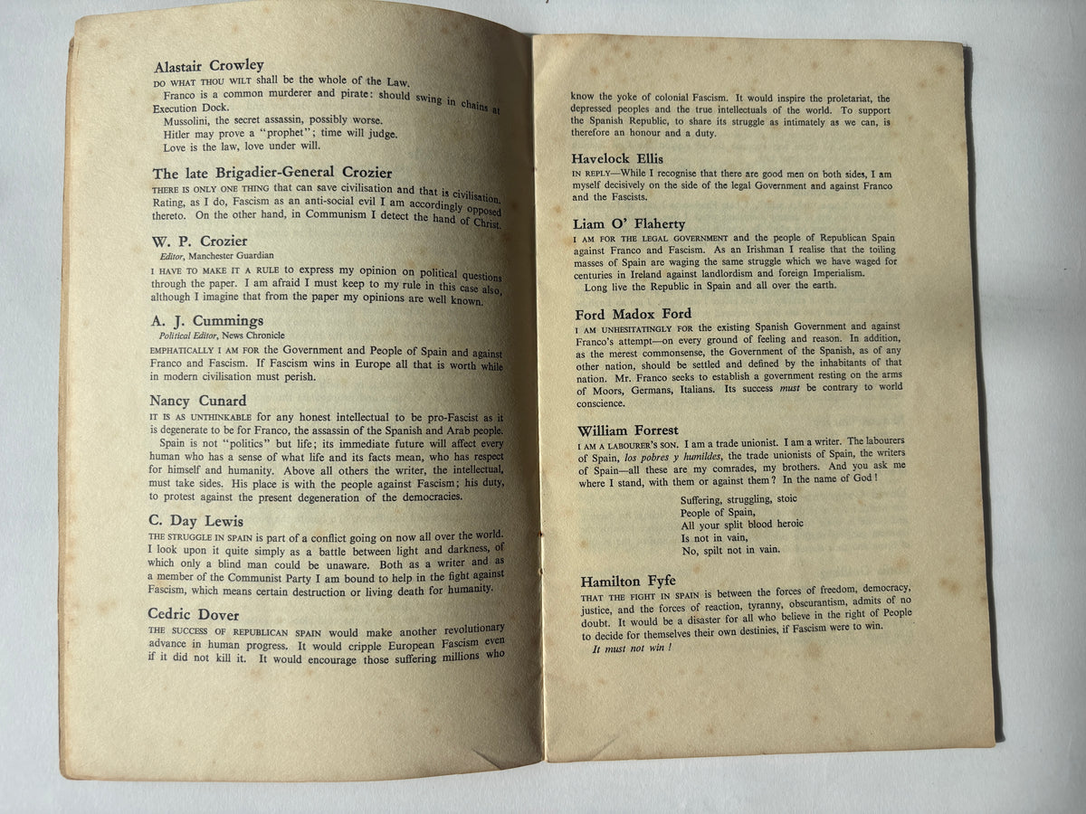 Authors Take Sides on the Spanish War / Pamphlet / 1937 / Left Review