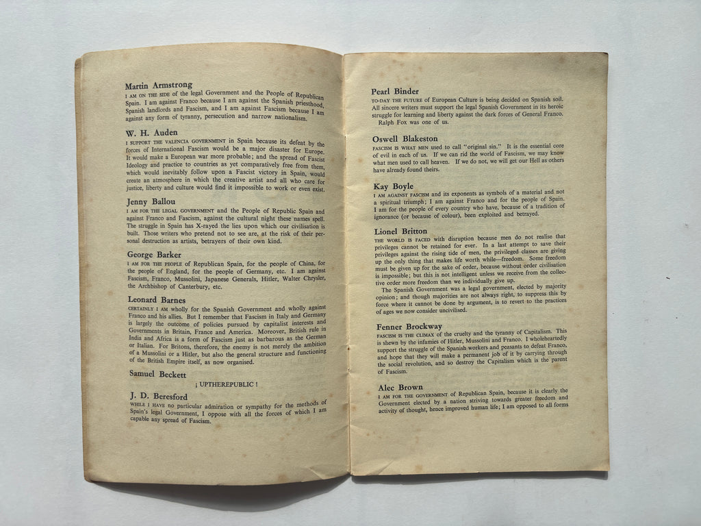 Authors Take Sides on the Spanish War / Pamphlet / 1937 / Left Review