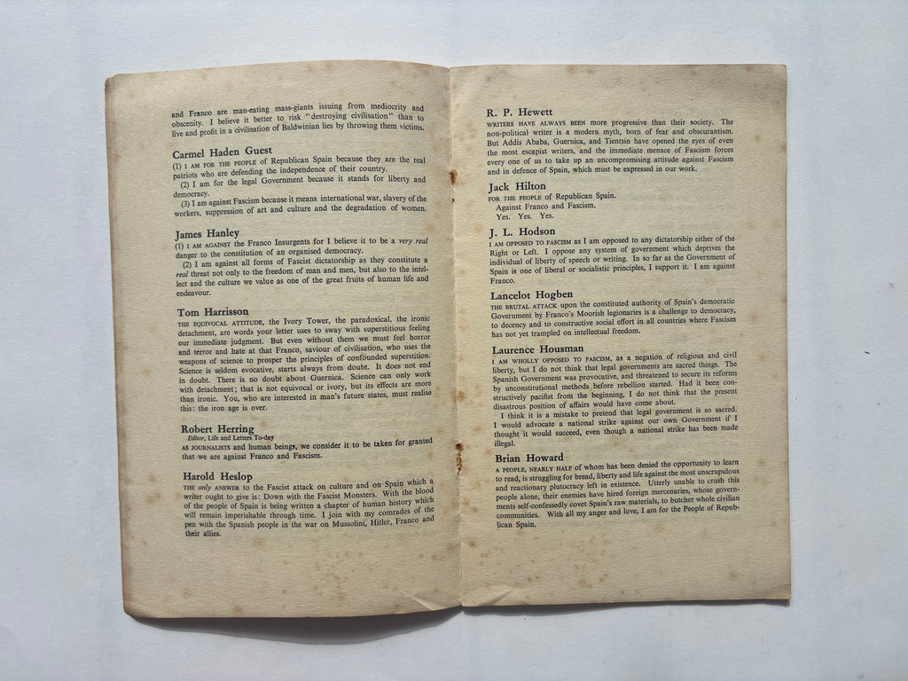 Authors Take Sides on the Spanish War / Pamphlet / 1937 / Left Review