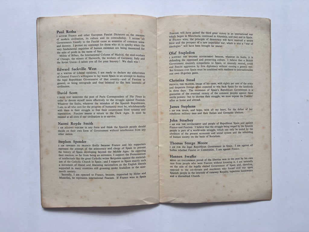 Authors Take Sides on the Spanish War / Pamphlet / 1937 / Left Review