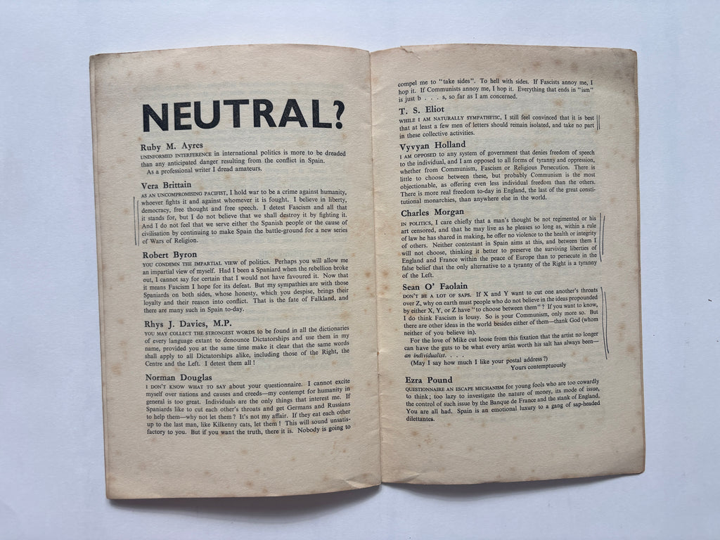 Authors Take Sides on the Spanish War / Pamphlet / 1937 / Left Review