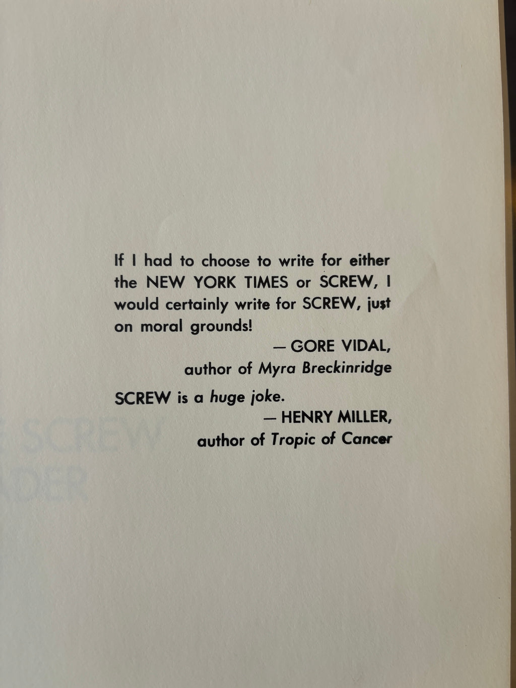 The Screw Reader / Al Goldstein & Jim Buckley / 1971 / Lyle Stuart