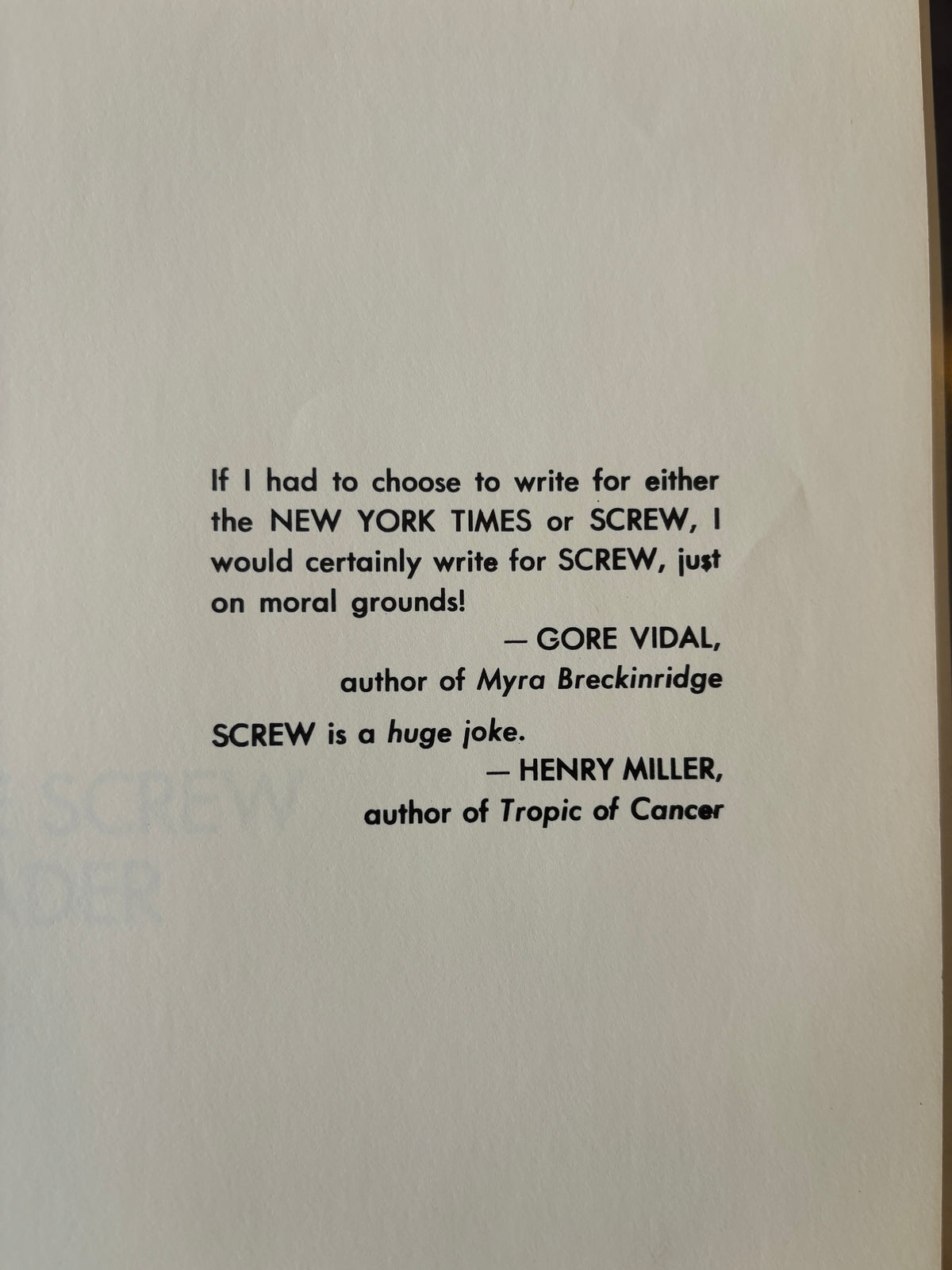 The Screw Reader / Al Goldstein & Jim Buckley / 1971 / Lyle Stuart