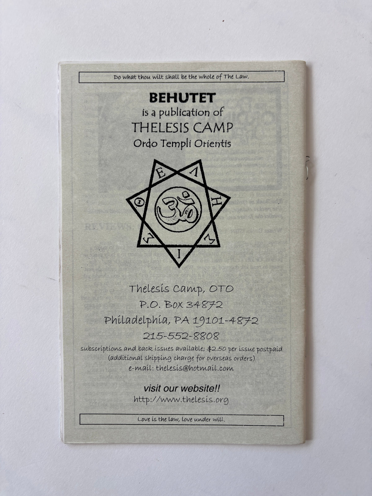 Behutet: Modern Thelemic Magick & Culture #27 / Ft. Genesis P-Orridge & Kenneth Anger / 2000 / OTO