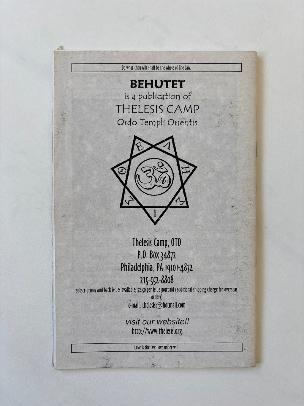 Behutet: Modern Thelemic Magick & Culture #19 / Ordo Templo Orientis / 2003 / OTO