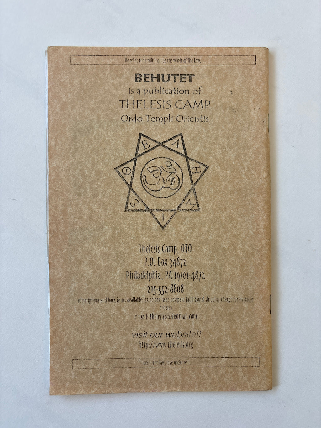 Behutet: Modern Thelemic Magick & Culture #18 / Ordo Templo Orientis / 2003 / OTO