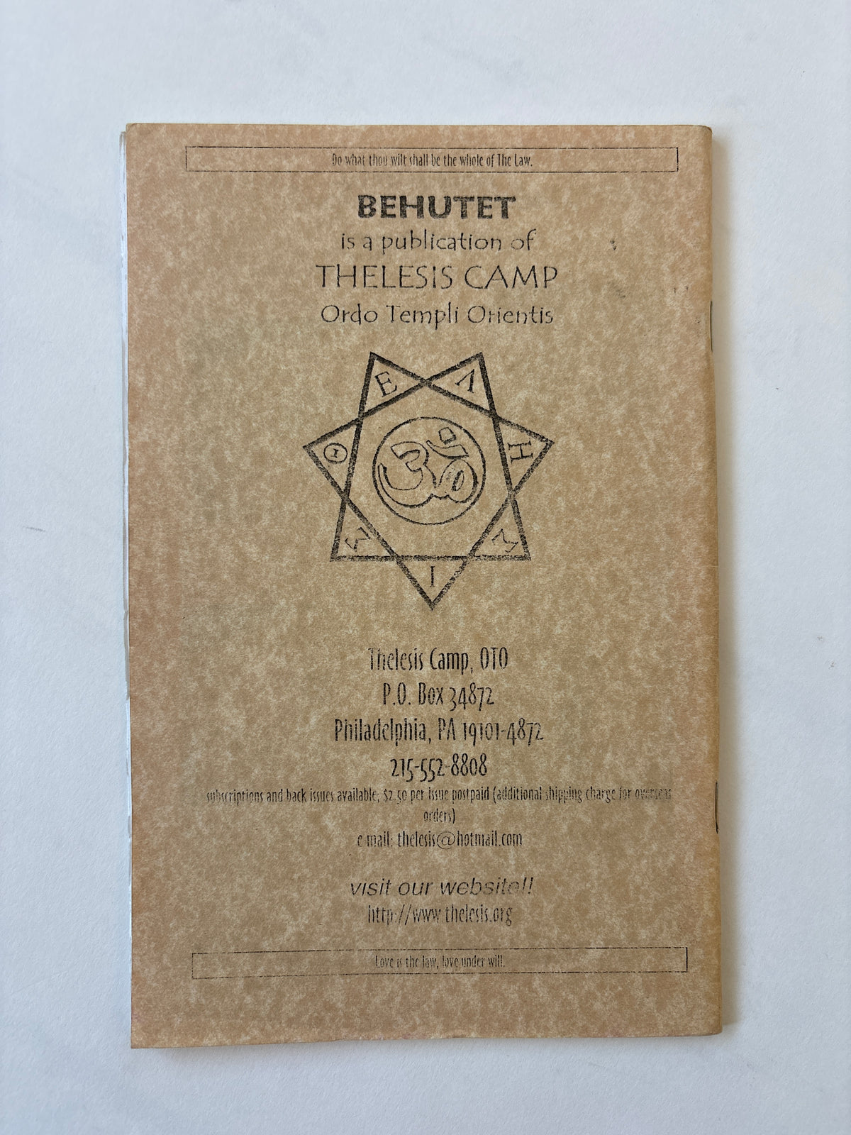 Behutet: Modern Thelemic Magick & Culture #18 / Ordo Templo Orientis / 2003 / OTO