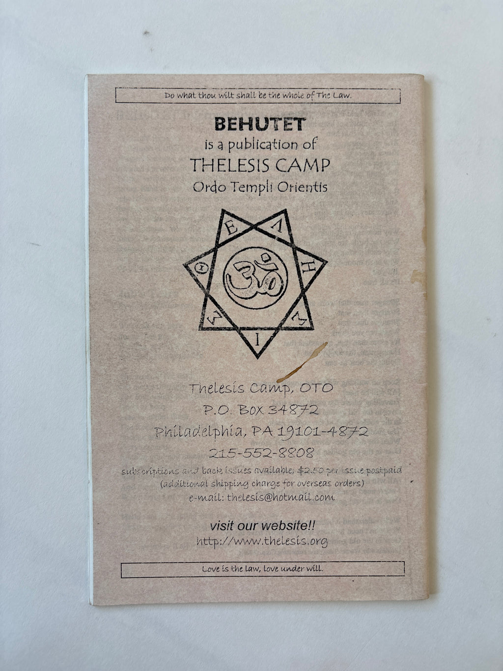 Behutet: Modern Thelemic Magick & Culture #24 / Genesis P-Orridge & Grant Morrison / 2004 / OTO