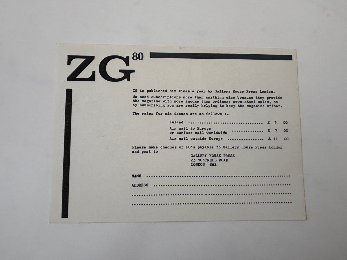 ZG 80 #1 / Post Punk Zine / 1980 / Gallery House Press