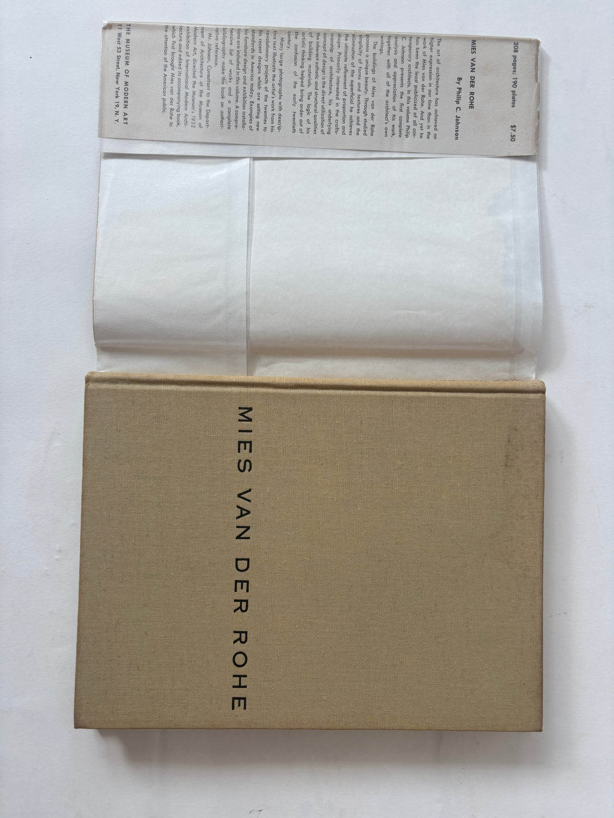 Mies Van Der Rohe / Philip C. Johnson / 1st Edition / 1947/ Museum of Modern Art