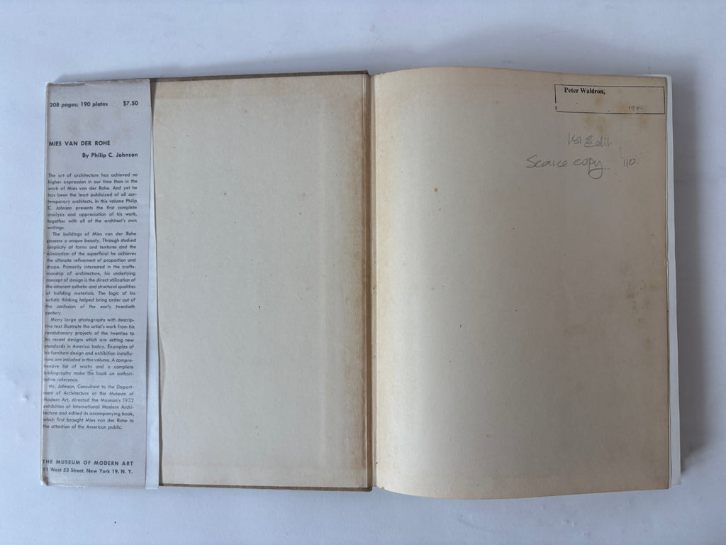Mies Van Der Rohe / Philip C. Johnson / 1st Edition / 1947/ Museum of Modern Art