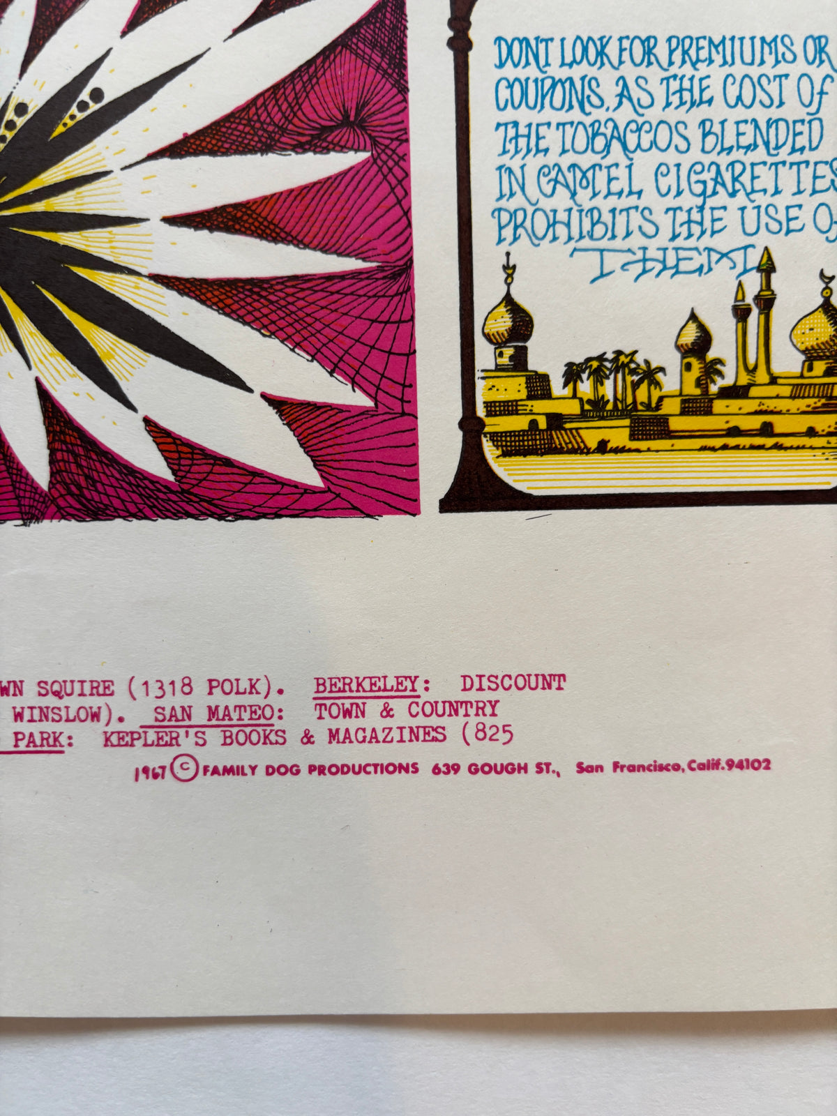Original Family Dog Psychedelic Concert Poster / Rick Griffin / Feat. Quicksilver Messenger Service, Taj Mahal / 1967