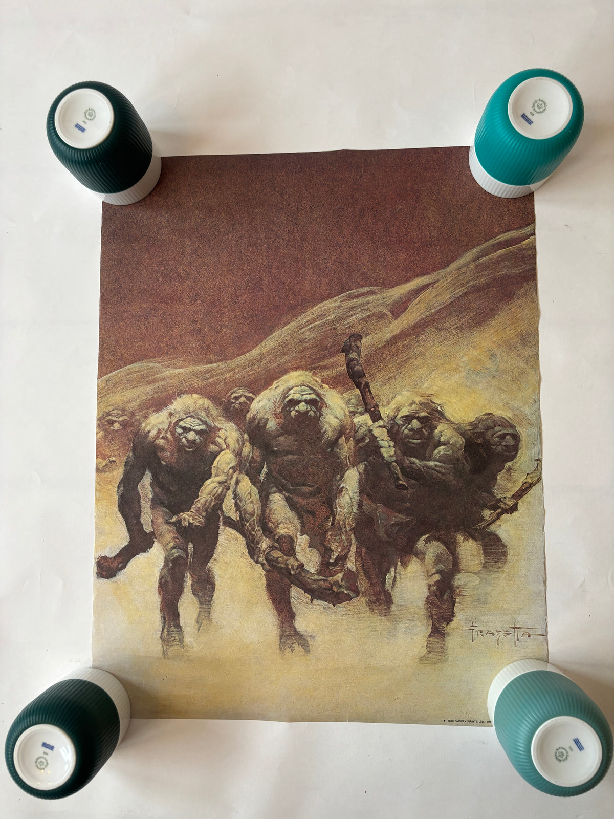 Neanderthals / Frank Frazetta / Original 1980 linen-backed poster