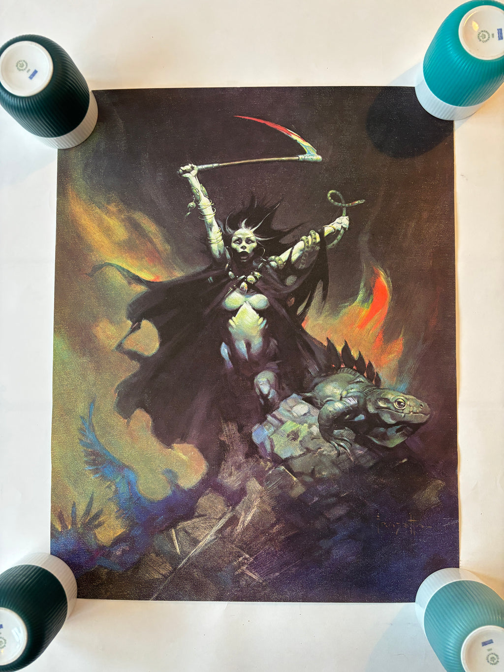 Woman with a Scythe / Frank Frazetta / Original 1970s linen-backed poster / Worldbeaters