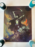 Woman with a Scythe / Frank Frazetta / Original 1970s linen-backed poster / Worldbeaters
