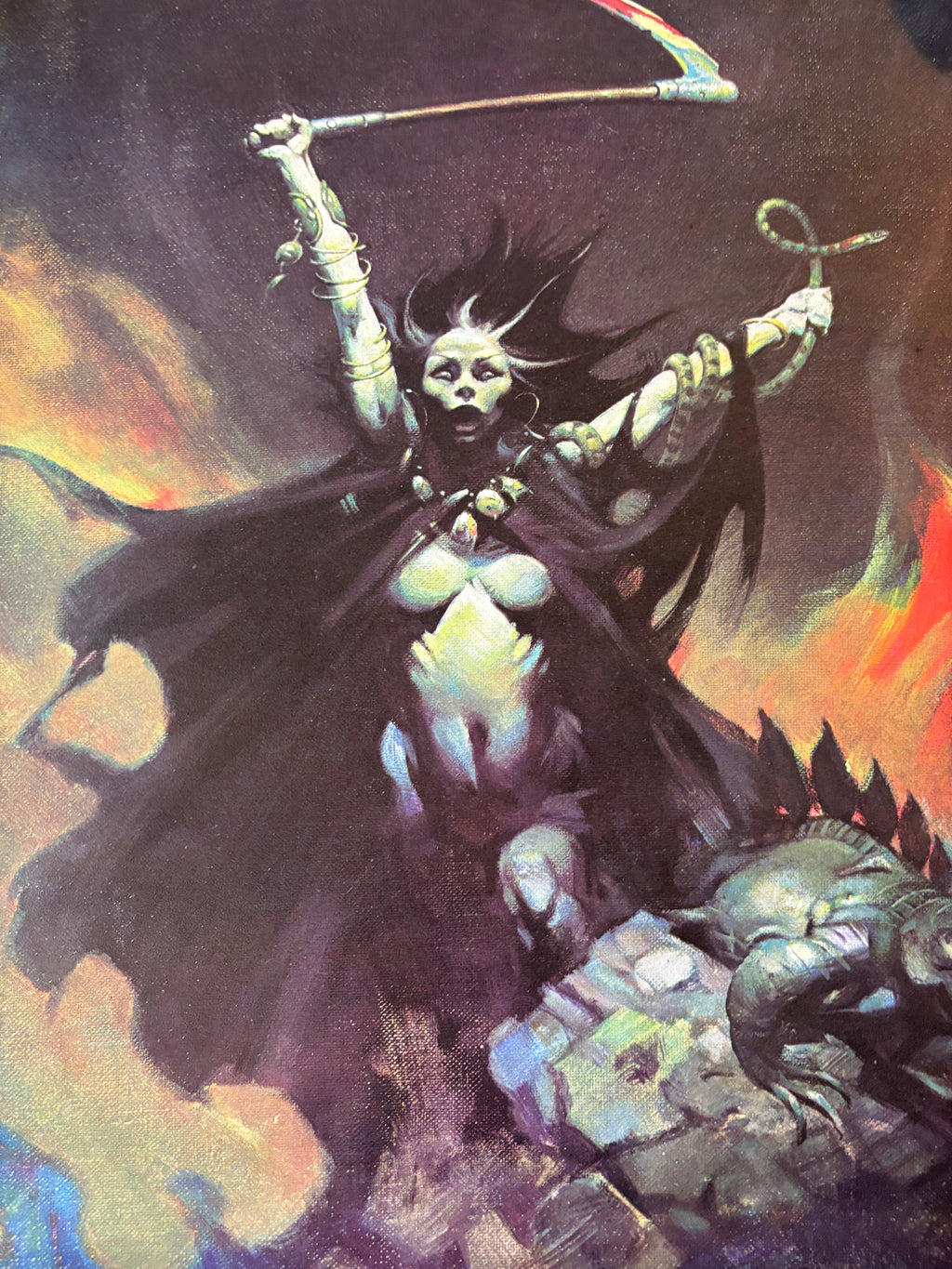 Woman with a Scythe / Frank Frazetta / Original 1970s linen-backed poster / Worldbeaters