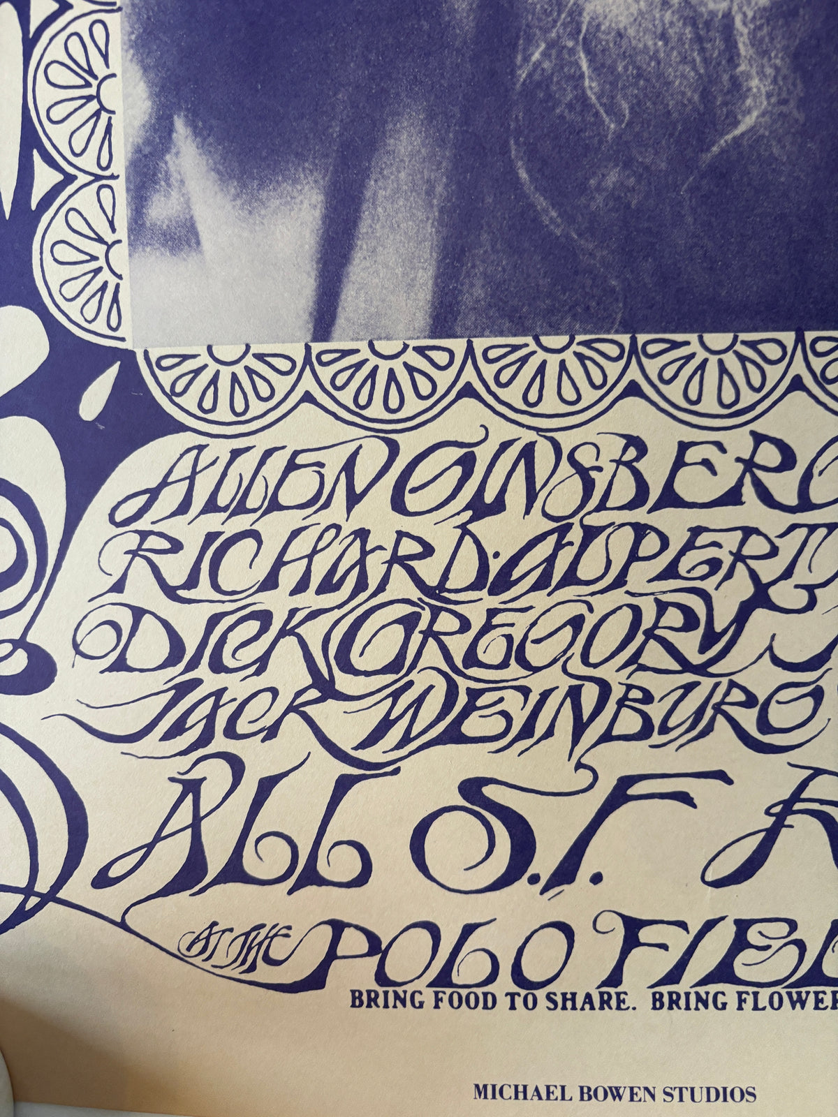 Human Be-In / Michael Bowen / 1967 / Feat. Alan Ginsberg & Timothy Leary / Original Signed Poster