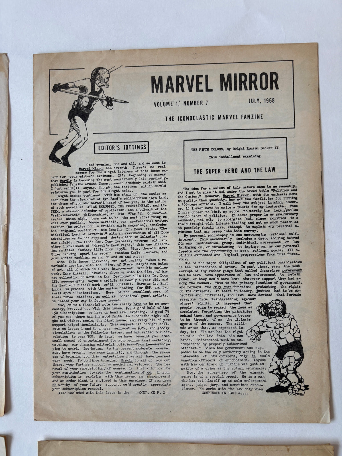 Marvel Mirror  x 7 / Silver Age Fanzine / 1968-1969