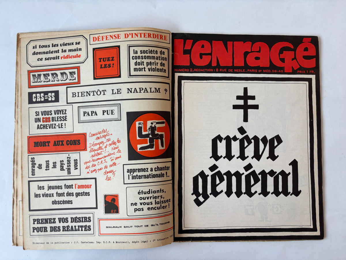 L'Enragé / First 8 issues bound / Revolutionary Magazine / 1968 / France