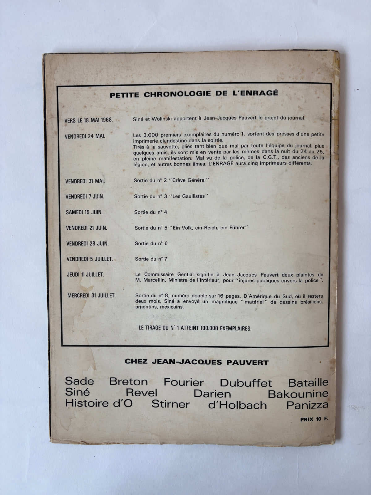 L'Enragé / First 8 issues bound / Revolutionary Magazine / 1968 / France